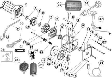 Winch Parts & Accessories ITEM QTY PART NUMBER DESCRIPTION ITEM QTY PART NUMBER DESCRIPTION 1 1 76-50110-01 Motor Assy.