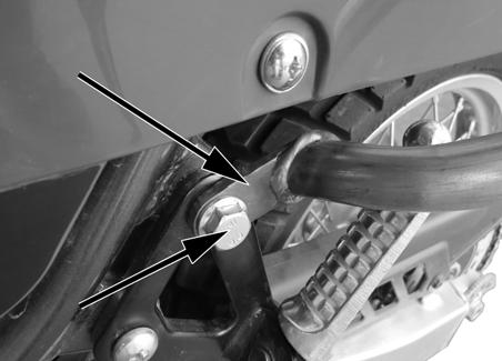 INSTALLATION INSTRUCTIONS (continued): STEP 3: Use a 6mm Allen tool to remove the upper mounting bolt from the left passenger peg mount.