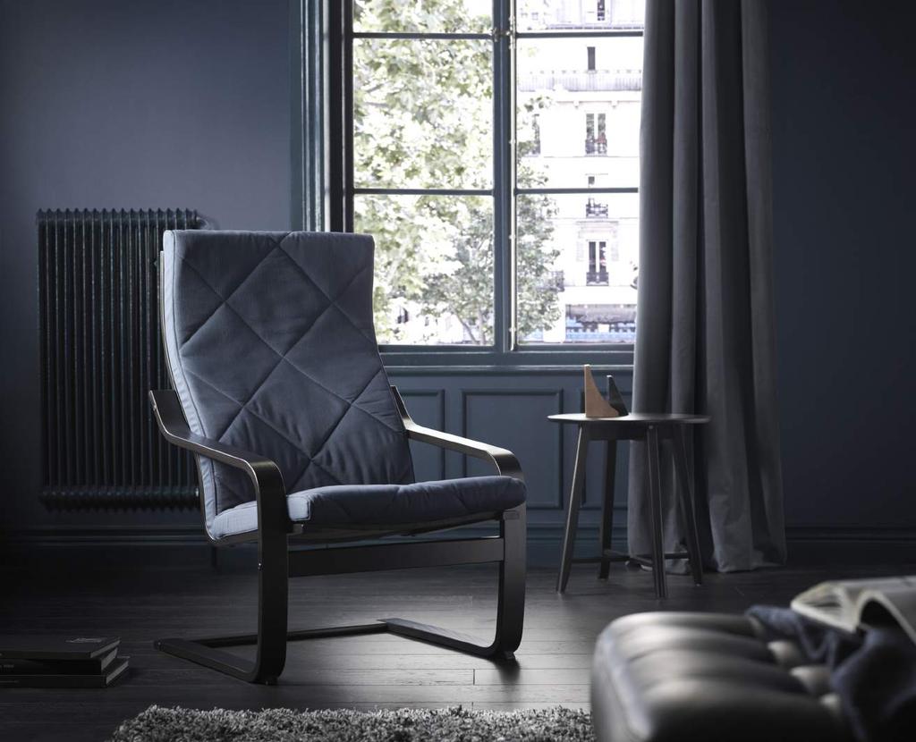 PH136816 New POÄNG armchair RM419 Black-brown/Edum dark blue