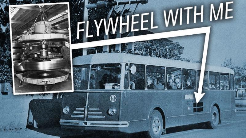 Gyrobus (Switzerland 1950s) 60 km/h, up to 6 km range, 1,5t flywheel