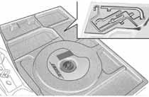 Subwoofer and spacesaver spare wheel On these versions, the tools needed for changing the wheel are arranged in a specific container on the left-hand side of the luggage compartment (see fig. 145).