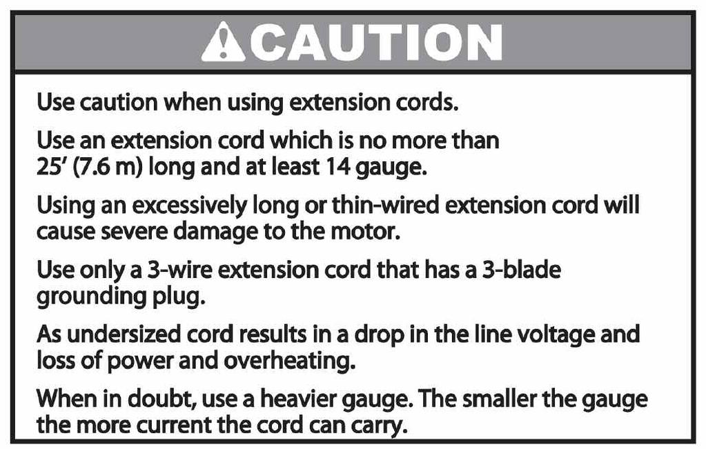 electrical power electrical power requirements DANGER electrical extension cords SHOCK There is a danger of electric shock. Use only undamaged electrical cords. DO NOT touch bare wires or receptacles.