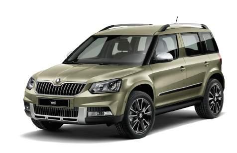 The ŠKODA Yeti Outdoor trims & wheels S Available on all models* Elegance Standard Option Option Standard Option Temporary space saver spare wheel Black cloth upholstery DR SE 16" 'Helix' alloys 17"