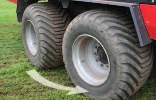 The large tyre sizes reduces soil compaction when operating in the field.