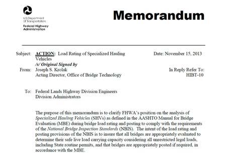 Specialized Hauling Vehicles FHWA Guidance: https://www.fhwa.dot.gov/bridge/loadrating/161103.