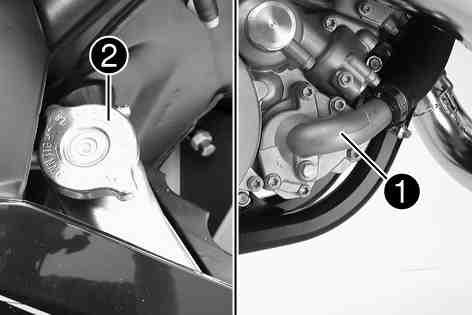 The pressure resulting from the warming of the cooling system is regulated by a valve in radiator cap.