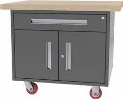 MG/MGR-Series Single Drawer/Double Door Mobile Bench Overall size - 8 w x d x 4 h - (1) 4 w storage drawers - Large lower storage compartment with (2) locking doors - Recessed aluminum handles -