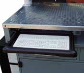 Three large slots at the rear of the work surface allow cables to be neatly run underneath. Accessories can be added to accommodate monitor arms, keyboard trays, and power outlets.