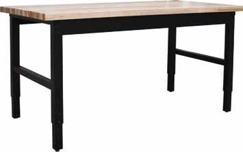 Page 44. Work Benches Adjustable height work benches are ideal for use in applications requiring a variety of work station heights. Leg bases will adjust a full 8-1/2.