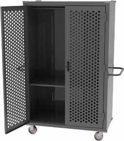 Series Mobile Sport Equipment Cabinet Sports gear storage cabinet is constructed from 16 gauge furniture grade steel - Steel exterior components feature all welded construction - Vented double