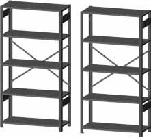 Shelves are adjustable on 1-1/2 centers and feature a full front and rear support brace. Shelves have a 400 lb capacity each. Uprights are equipped with front to rear braces for added stability.