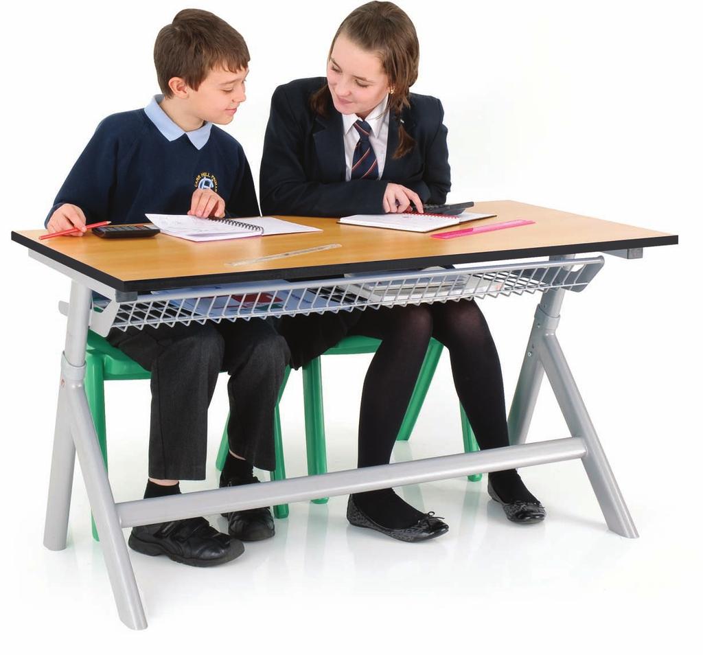 Wipe clean laminate tops available in 7 colours options 7 Titan height adjustable classroom tables Single height adjustable classroom table