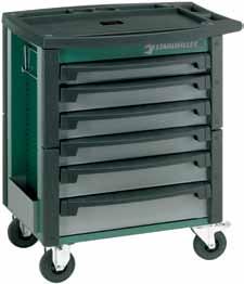 97N/6KM and 97N/7KM Tool trolleys Removable drawers mounted on smooth-action rollers. Fully extendible drawers, simply lift to lock in place. Can be enhanced with STAHLWILLE standard and TCS inlays.