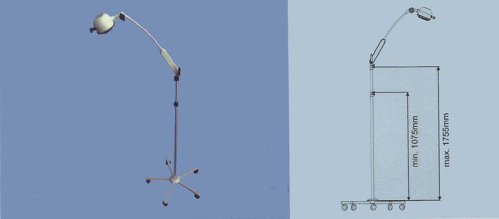 TW-MIL Medical Rail Mounted Medical grade friction arm luminaire system equipped with 12V 50W dichroic titan lamp (10 spot).