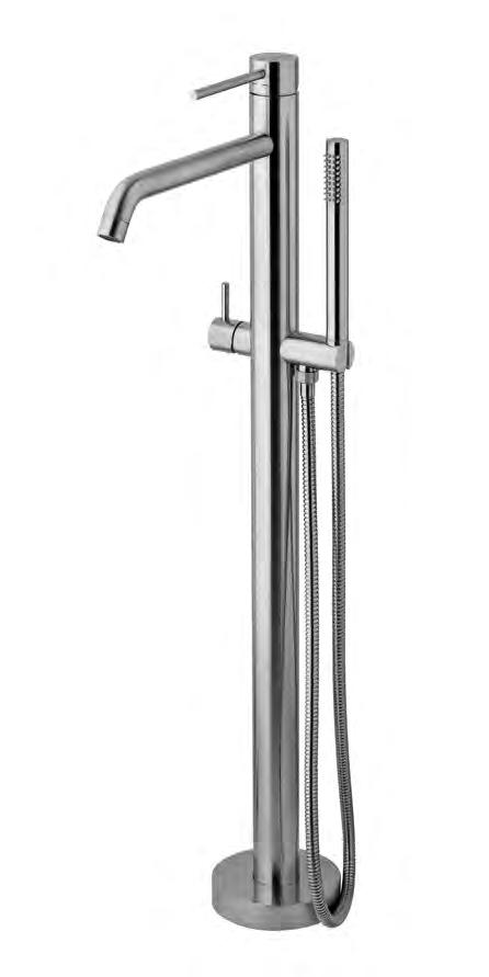 Miscelatore vasca/doccia a pavimento completo di: bocca con aeratore M24x1 doccia Master (monogetto) in metallo flessibile - 1/2 x1/2 / L.