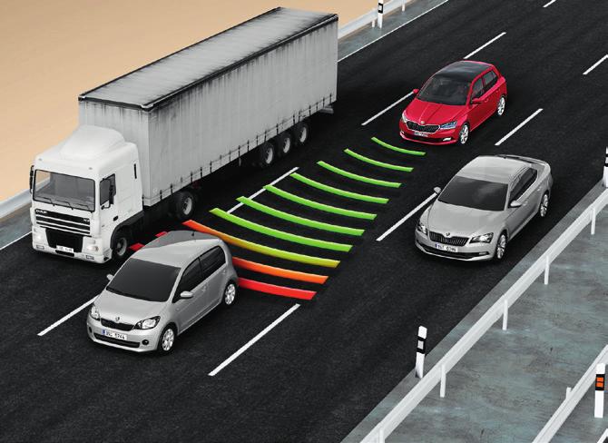 PARK DISTANCE CONTROL Parking the FABIA is easier and safer with the parking sensors integrated in