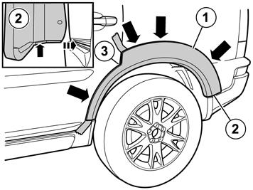 Press the panel into place against the front fender at every point that there is tape. IMG-256205 Apply a pressure of 1-2 kg/cm² (14-28 lbf/in²) around the entire panel so that the tape sticks firmly.