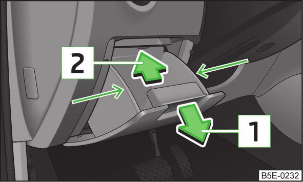 Poistky v prístrojovej doske Poistky v prístrojovej doske - vozidlo s volantom vpravo Obr. 213 Odkladacia schránka na strane vodiča: vozidlo s volantom vľavo pokyny na strane 237.