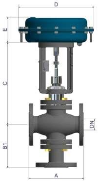 Series 2003 Valve 3-way diverting/mixing Dimensions (mm) and weight (kg) serie 2003 - UNI/DIN PN16/40 Special actuator double for DN100/150 DN100 DN150 Actuator S430 DOUBLE S430 S430 S430 HP E (mm)