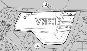 The left fairing (2) can be removed, but it remains connected to the frame by the saddle lock release cable.