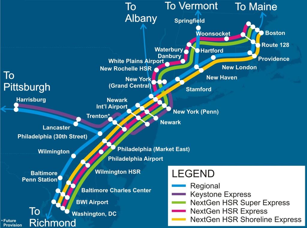 Routes and Service Plan Next-Gen HSR Services Super-Express Express Shoreline