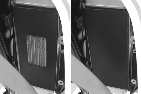 Coolant temperature 65 70 C (149 158 F) K00459-01 The radiator cover is installed in front of the left radiator, depending on the ambient temperature.