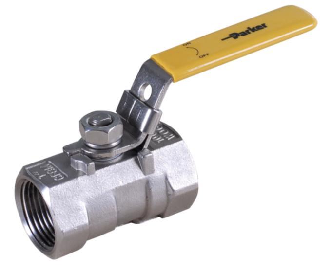 Introduction Parker s DY series 1-piece, stainless steel, low pressure ball valve offers quick, quarter turn shut off capability for chemical, petrochemical, oil & gas, pulp & paper, and