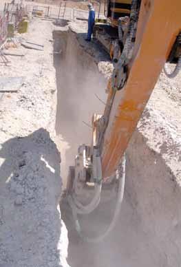 5 Middle East Trenching in limestone: the ER 00- mounted on a 0 ton Hyundai excavator in the Middle East had a