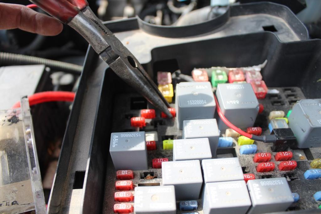 Locate fuse box under hood and select ignition hot