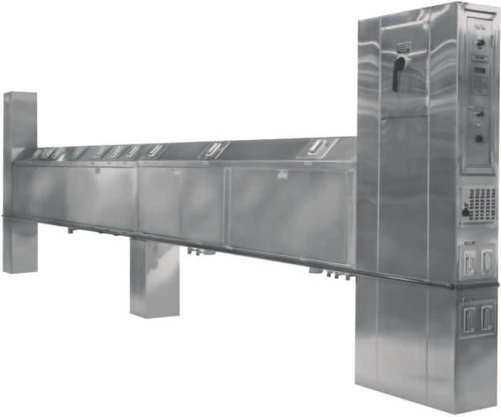 The risers and raceway shall be constructed of 16 gauge, type 304 stainless steel, #3 finish.