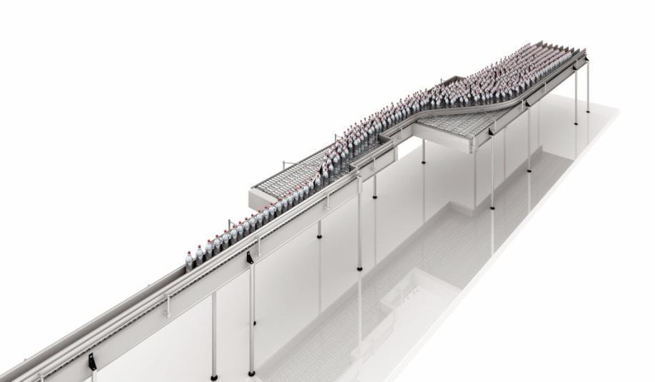 Container transport Continuous conveyor with constant load and overloads Operating range: