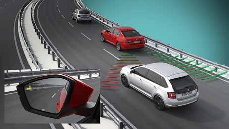 Based on the distance and speed of the surrounding vehicles, it decides whether or not it should warn the driver, with optical and acoustic signals.