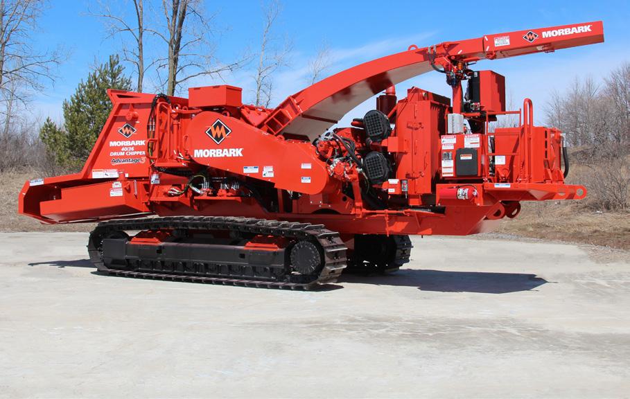 40/36 WHOLE TREE DRUM OR MICROCHIPPER Infeed System consists of one 30" (76.2 cm) diameter top compression feed roll with internal drive, a 14" (35.56 cm) diameter bottom feed wheel, and a 40" (101.