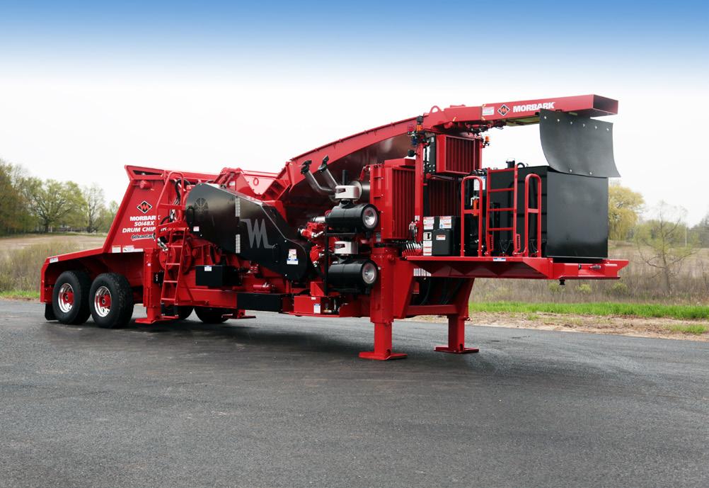 50/48X WHOLE TREE DRUM OR MICROCHIPPER Sloped Infeed System consists of one 40" (101.6 cm) diameter top compression feed roll with internal drive and a 50" (127 cm) wide x 11'5" (3.