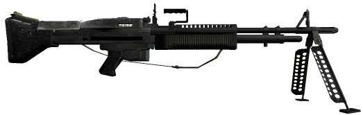 In the offense, it provides a more moderate rate of fire, greater effective range, and uses a larger caliber round than the standard-issue U.S. service rifle, the M16 family.