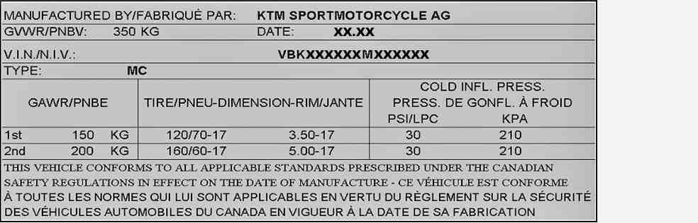 IMPORTANT INFORMATION 11 1 Type label, Canada 2 Type label, USA 3 Information, emission control 4 Information, noise emission 5 Information,