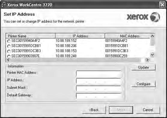 4 Izberite Custom installation. Kliknite Next. NASVET: Če želite nastaviti določen IP naslov za določen omrežni tiskalnik, kliknite tipko Set IP Address. Prikaže se okno Set IP Address.