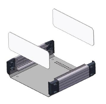Screwless pushfit assembly via 8x lock pins Horizontal P guides in side profiles Ventilation slots in lid and base Lid and base can be dismounted independently from each other x