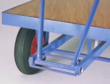 roller bearing wheels with either solid or pneumatic tyres Hard wearing blue epoxy fi nish Handles Loop handles are supplied as standard.