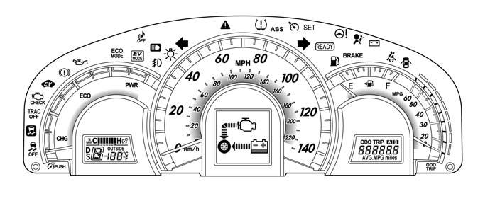 Camry Hybrid Identification (Continued) Interior The instrument cluster (READY indicator and warning lights) located in the dash behind the steering wheel, is different than the one on the