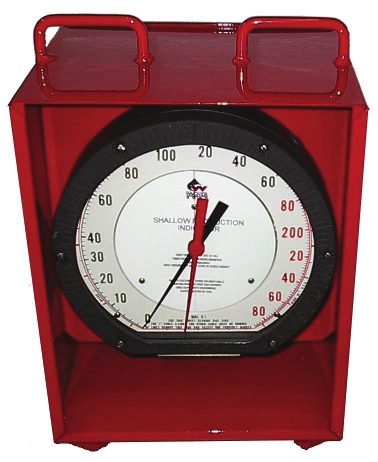 The unit comes complete with 12 indicator with complete dial set, heavy-duty steel box for mounting, 25-foot hose, and deflection type sensator with c-clamp.
