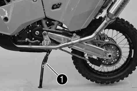 Note Material damage Damage and destruction of components by excessive load. 600011-10 The side stand is designed for the weight of the motorcycle only.