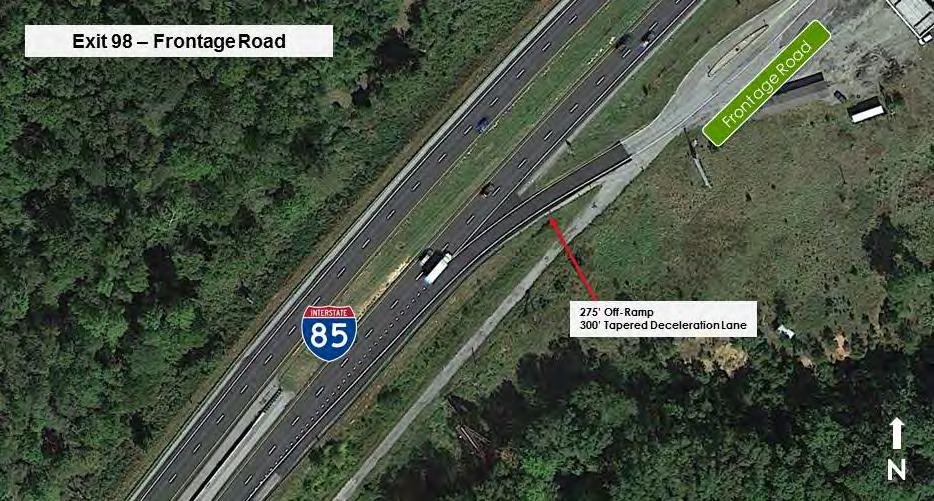 Interstate 85 Exit 98 - Frontage Road Interchange Modification Report Figure 2 Exit 98 Existing Ramp Configuration 1.