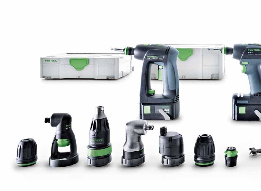 The added value using the example of the battery packs in the C- and T+3-series: the 12-V batteries can also be used in the 15-V cordless drills.
