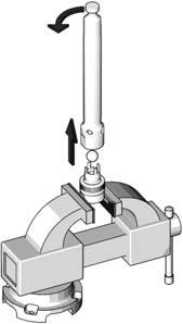 TI8467a NOTICE To reduce the possibility of costly damage to displacement rod () and lower cylinder (), first place lower cylinder on a soft block of wood.