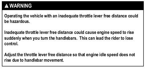 THE ADJUSTMENT OF THROTTLE LEVER To adjust the throttle lever play: