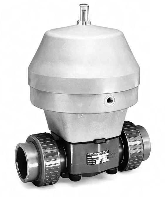 Type 730 Diaphragm Valves The Chemline Type 730 Pneumatically Actuated Diaphragm Valve features a plastic diaphragm actuator, either normally closed, normally open or double acting.