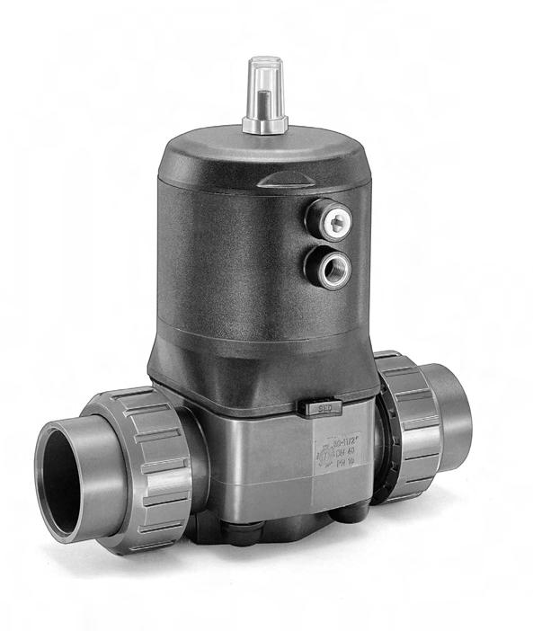 Type 750 Diaphragm Valves The Chemline Type 750 Pneumatically Actuated Diaphragm Valve features a new design plastic piston actuator, reversible normally closed to normally open.