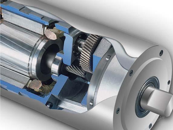 Since the end shaft does not rotate, there is no need for slip rings to deliver electrical power to the motor windings.