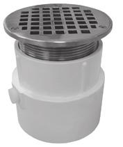 Assembled Commercial Drains 4 Over Pipe Fit Base 4 Over Pipe Fit Base with 3-1/2 Metal Spuds 6 Round Strainer 5, 6, 8 or 9 Round Strainer Stainless steel strainers are.
